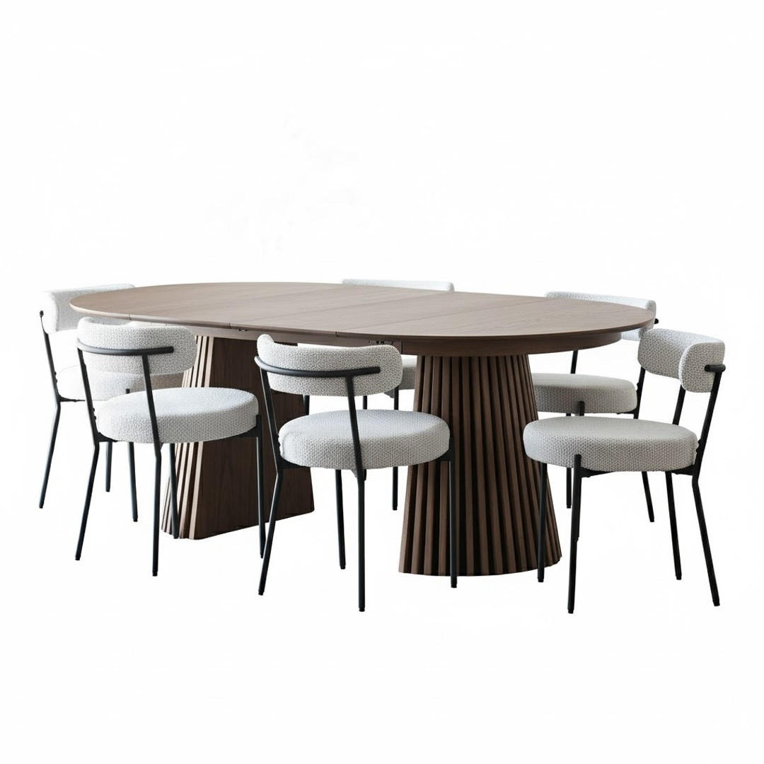 ESSGRUPPE 7-TLG. Tokyo Schwarz, Braun - Creme/Schwarz, Holzwerkstoff/Textil (120/75/120cm) - ebuy24
