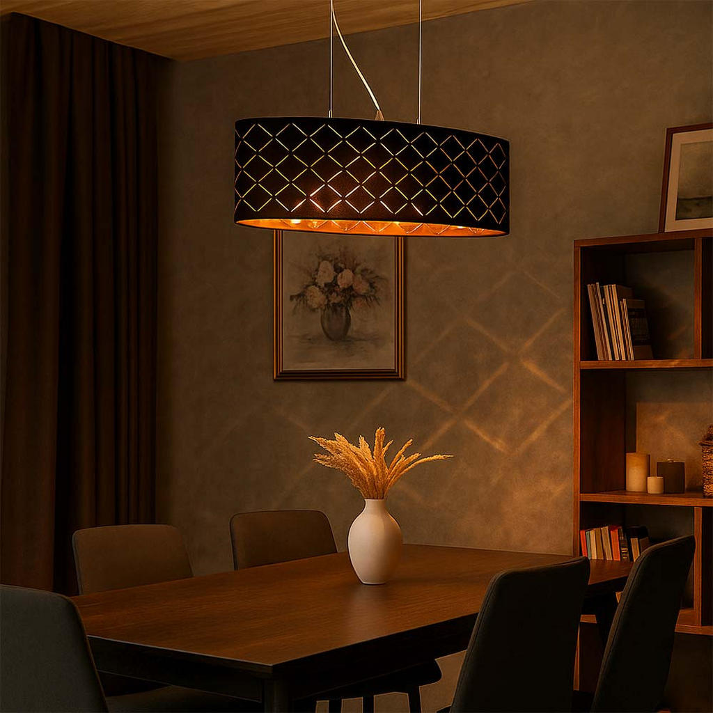 Thumbnail - Globo Lighting Hängeleuchte, Schwarz, Metall, Oval, 25x140x65 cm, Lampen & Leuchten, Innenbeleuchtung, Hängelampen, Pend...