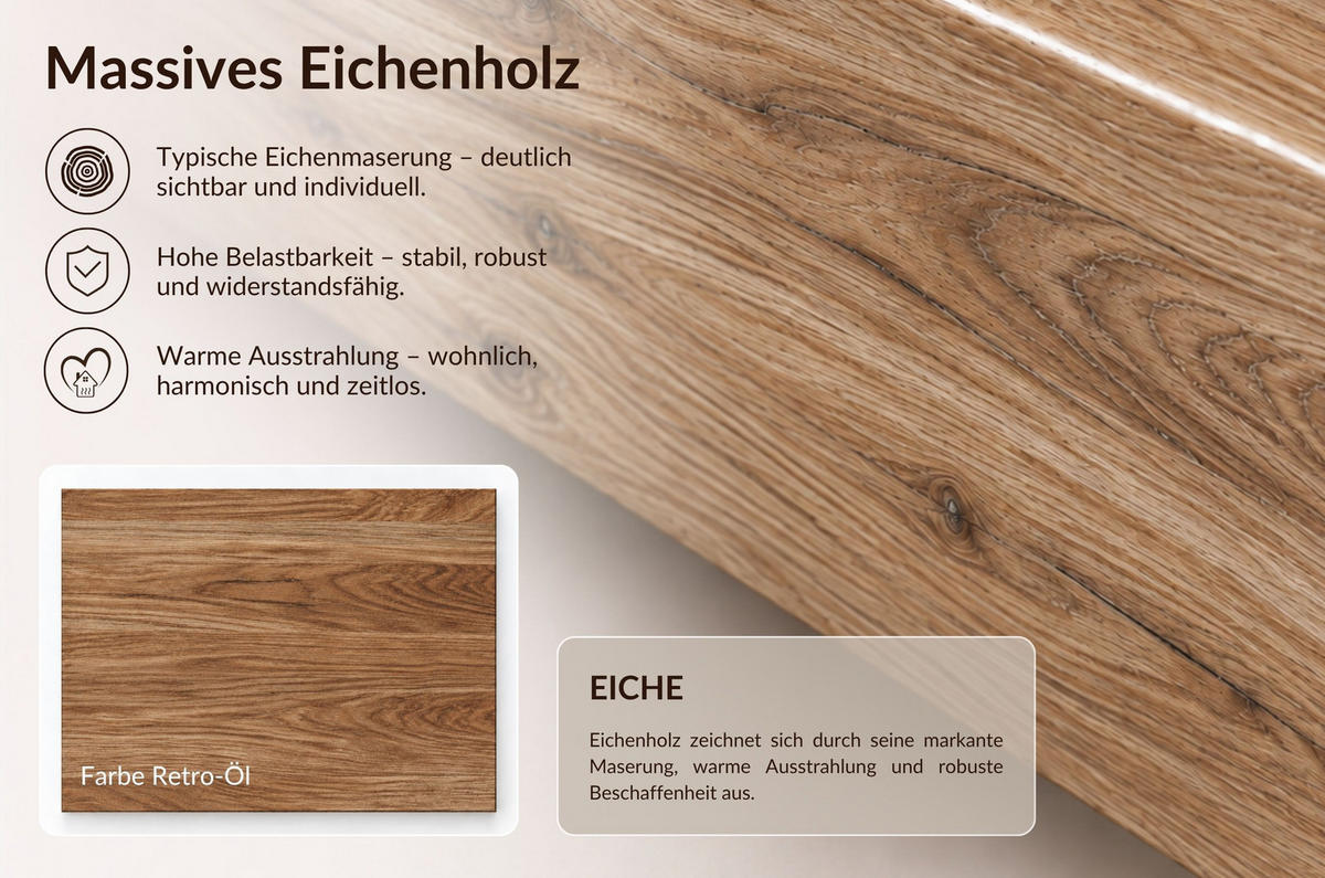 MASSIVHOLZNACHTTISCH Harmark mit Rattan-Detail, Eiche Antik - geölt - Eiche Wotan, Eichenholz/Holz (44/50/34cm) - Skandica