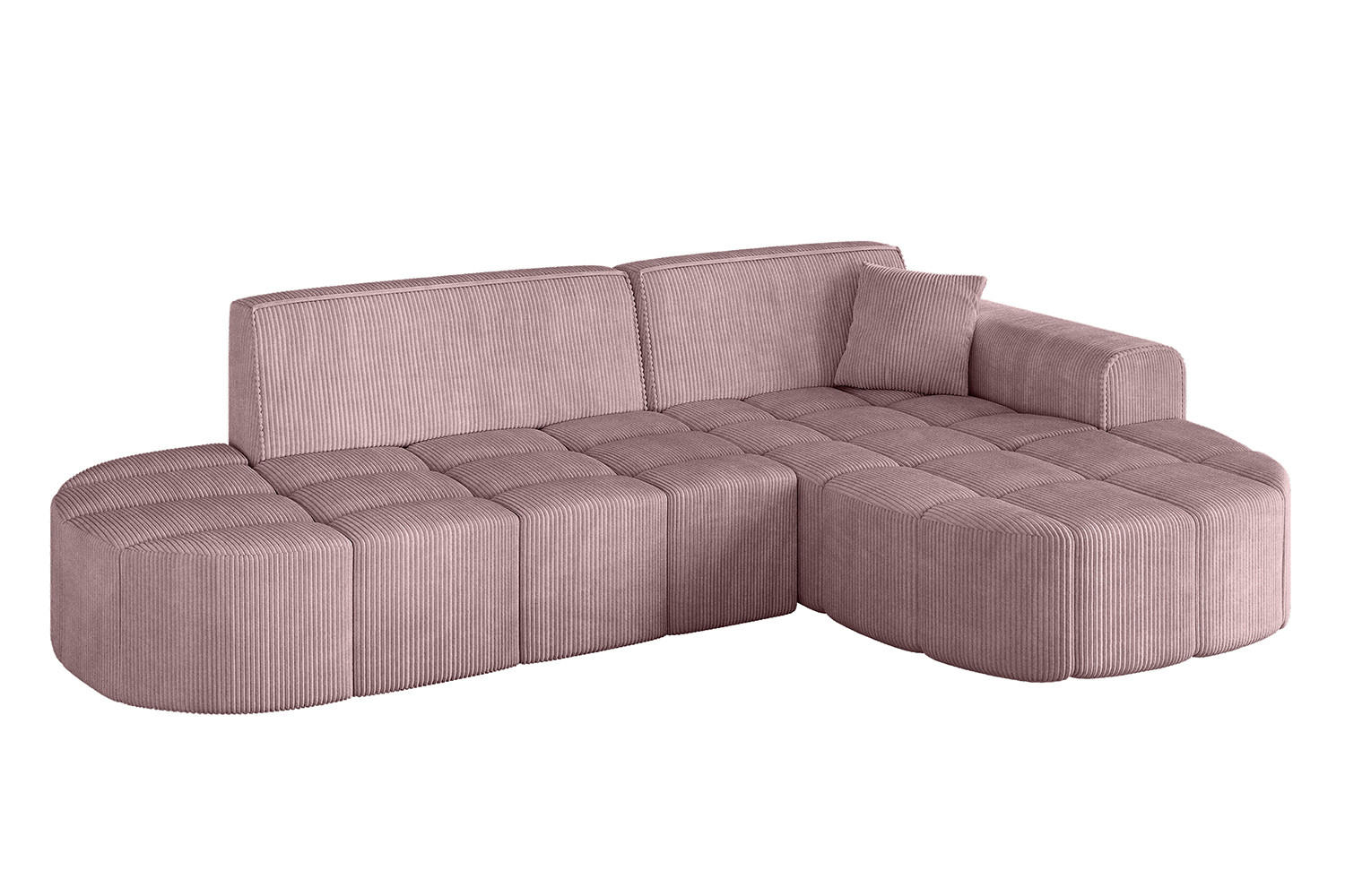 ECKSOFA Ottomane Rechts LIVO-L1 - 252x173x79,5 cm Rosa - Rosa, Holzwerkstoff/Textil (252/173cm) - ALTDECOR