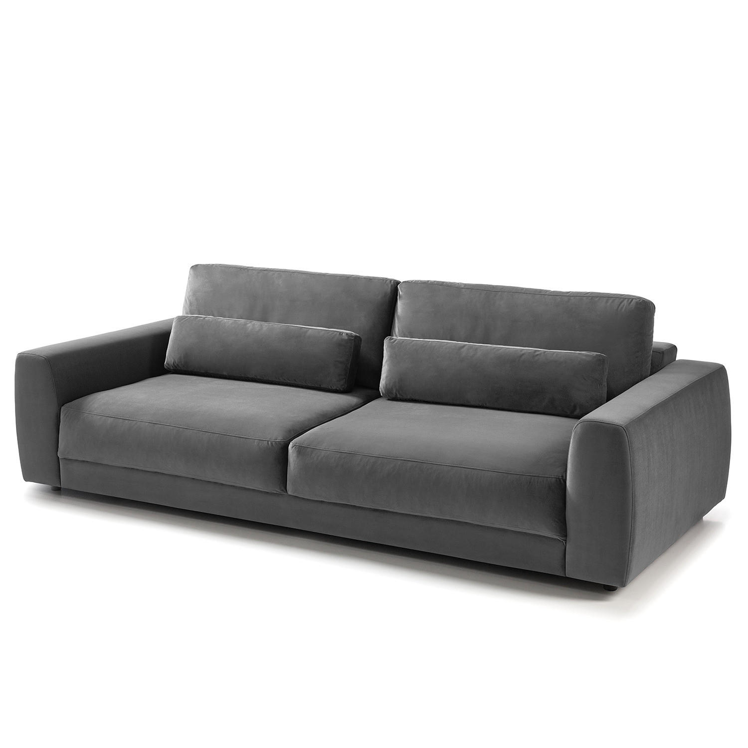 3-SITZER SOFA - Schwarz/Grau, Kunststoff/Textil (252/80/117cm) - home24