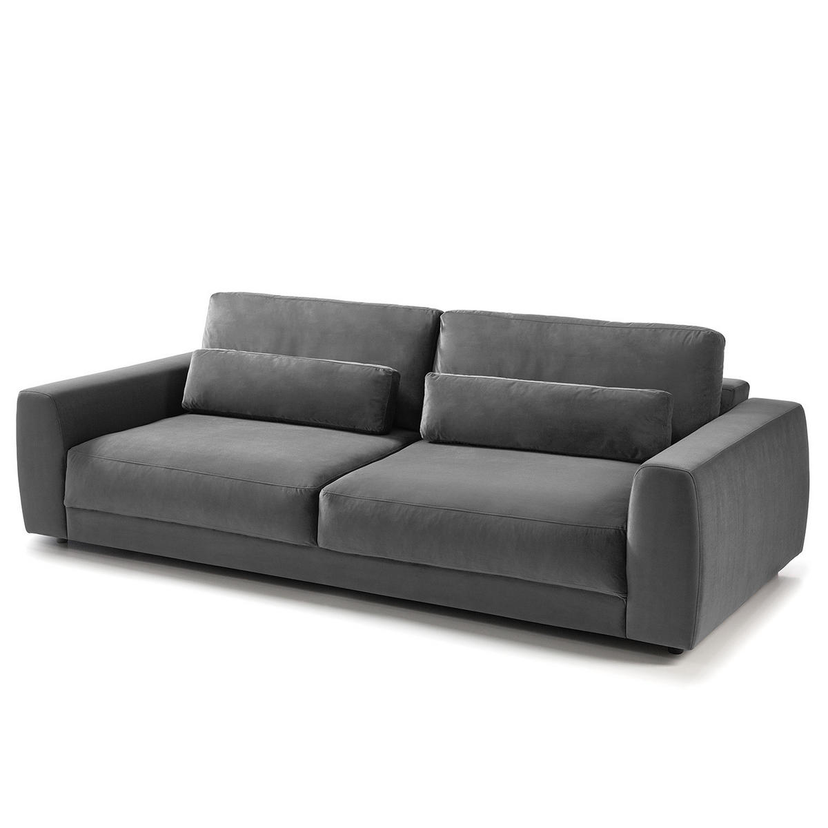 3-SITZER SOFA - Schwarz/Grau, Kunststoff/Textil (252/80/117cm) - home24
