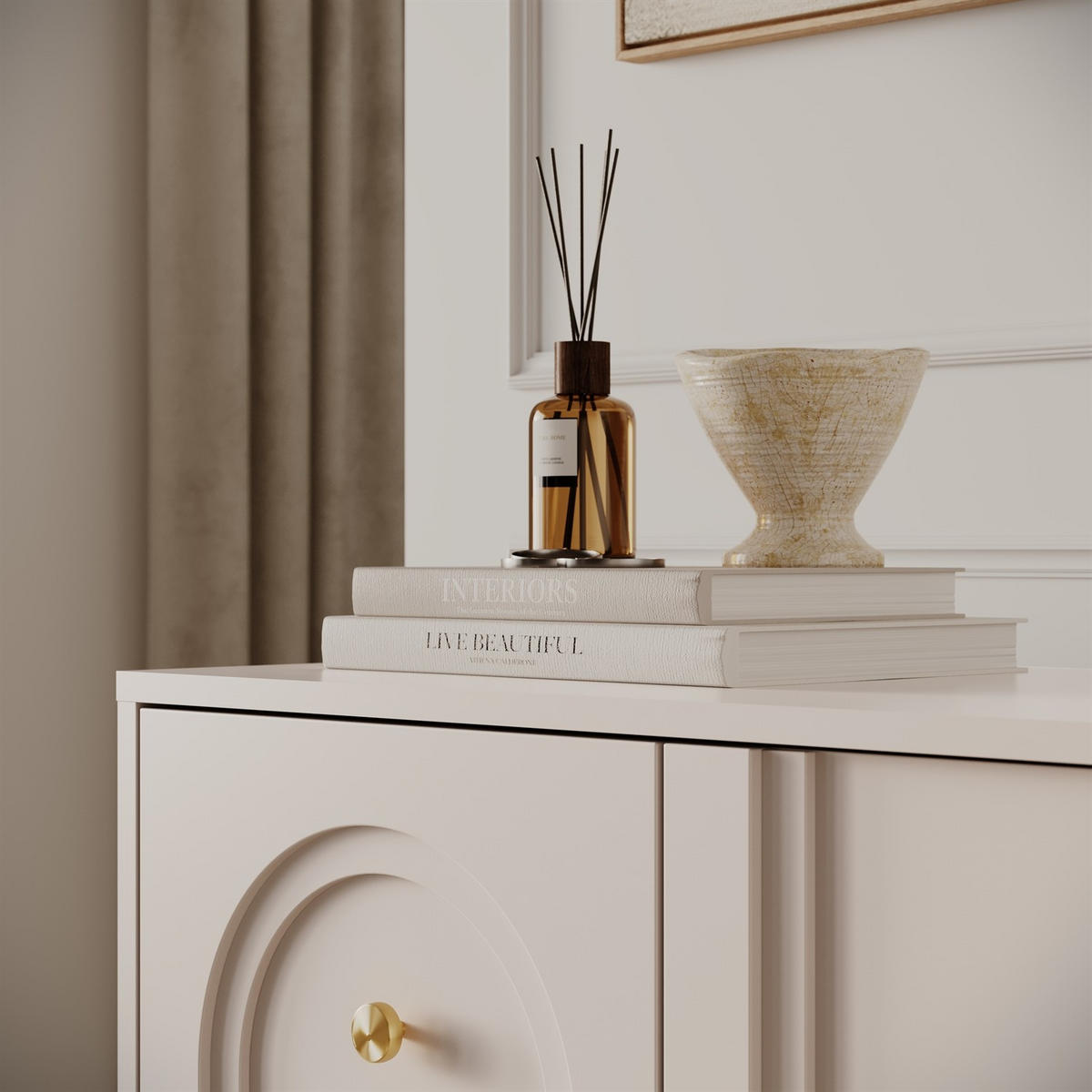 KOMMODE LIBERTY 2D auf Holzbeinen kaschmirfarben - Kaschmir, Holzwerkstoff (79/82/39cm) - Lookway