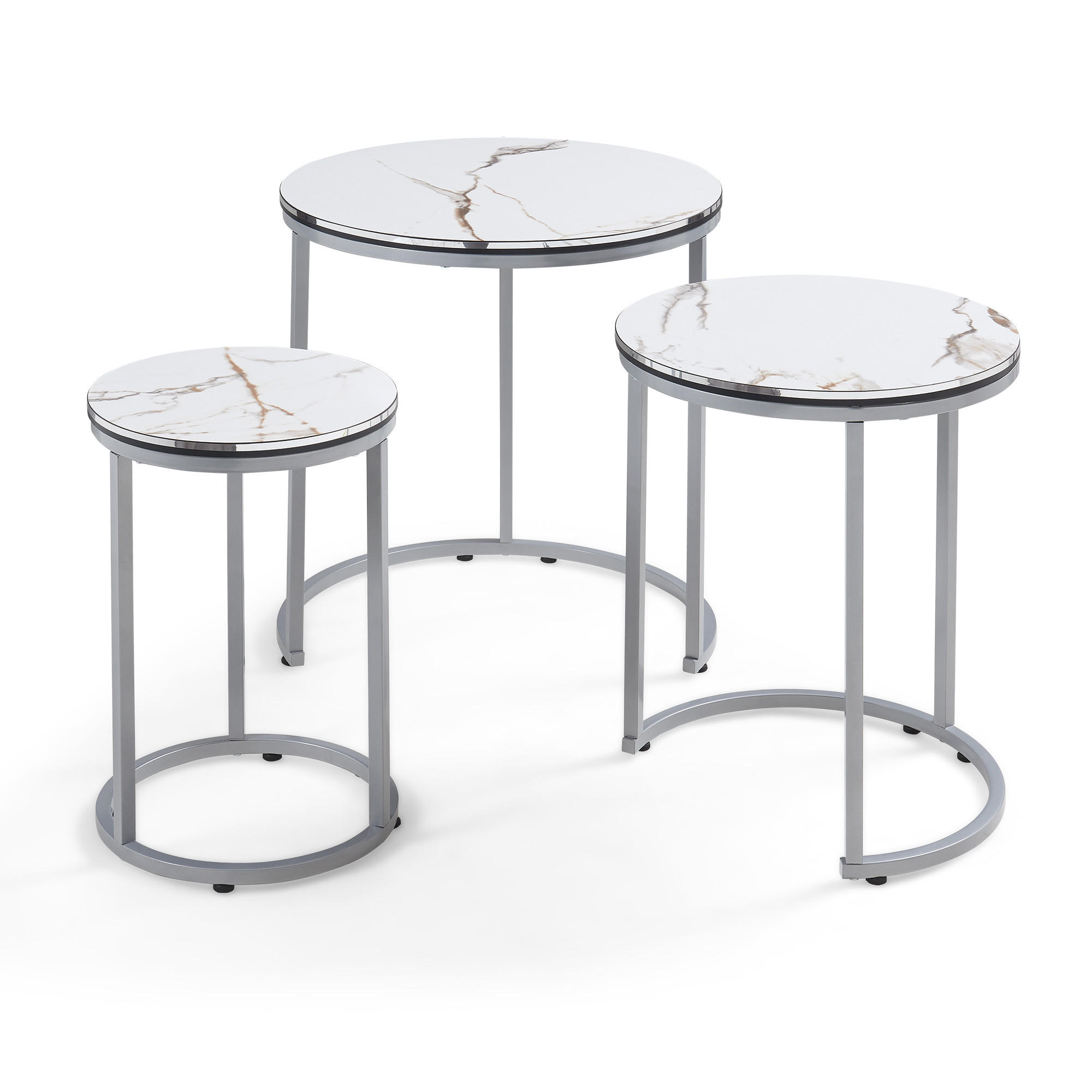 SATZTISCH Bornholm 50/50/55 - Weiß, Holzwerkstoff (50/50/55cm) - [en.casa]