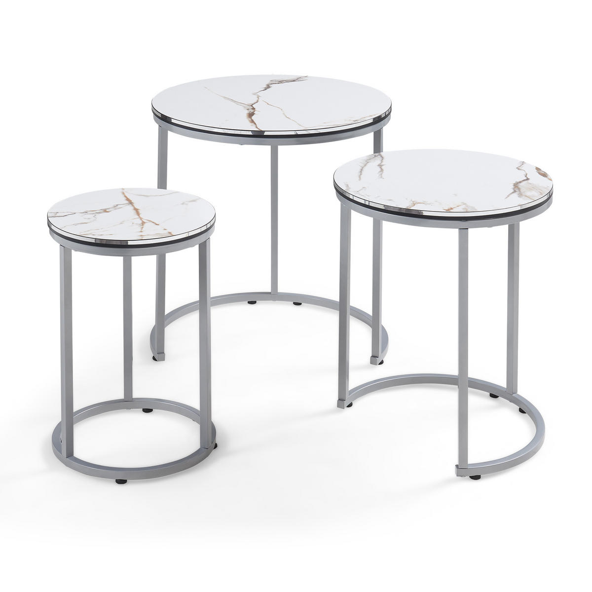 SATZTISCH Bornholm 50/50/55 - Weiß, Holzwerkstoff (50/50/55cm) - [en.casa]