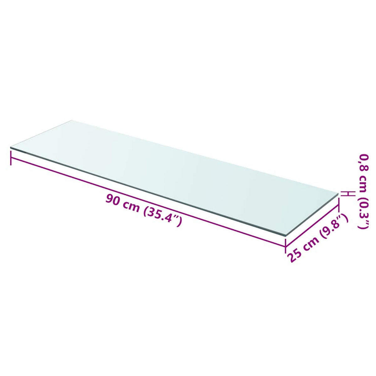 WANDBOARD 90/25/0,8 cm aus Glas Transparent - Transparent, Glas (90/0.8/25cm) - vidaXL