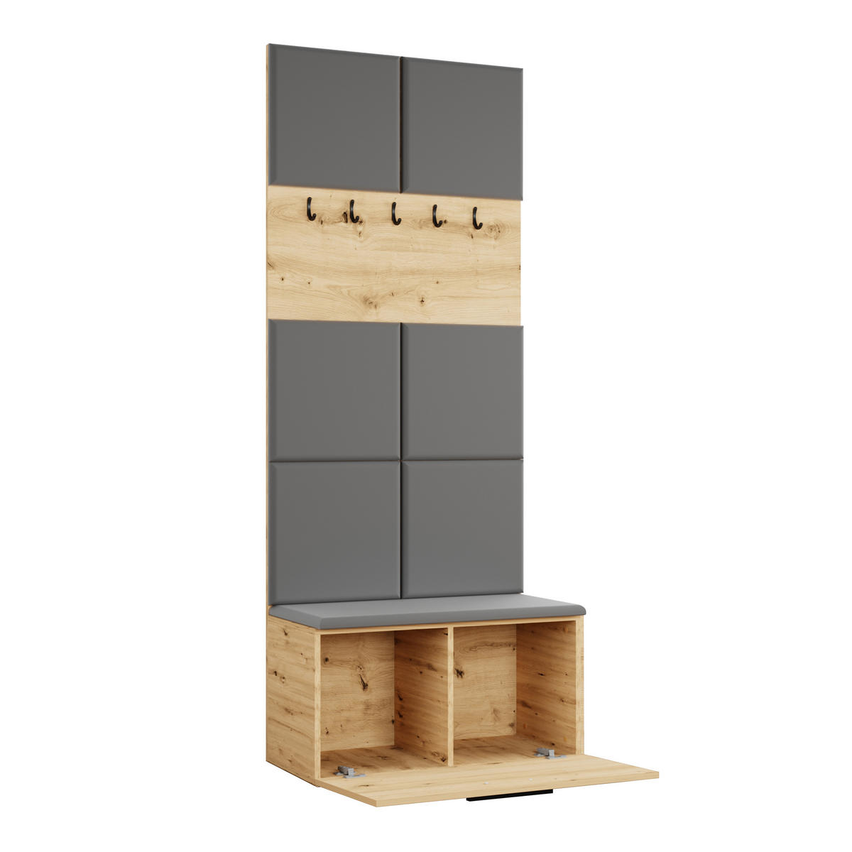 GARDEROBENSCHRANK MODULO 80,6/204/40 cm Modern Garderobe-Set Eiche Artisan - Eiche Artisan/Grau, Holzwerkstoff (80.6/204/40cm) - MASSENO