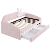 KINDERBETT 90/200 cm DE-32697 mit Stauraum, LED und Hasenkissen Rosa - Pink, Metall (90/200cm) - ComfortXL