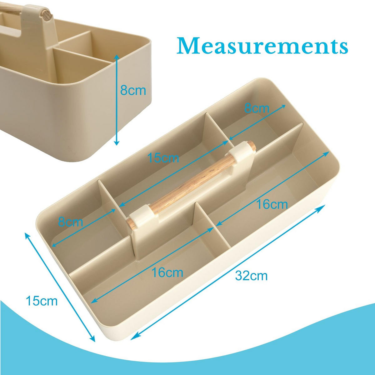 MAKE-UP-ORGANIZER 32/15.5/8 cm (Beige) - Grün, Kunststoff (15.5/8/32cm) - Intirilife