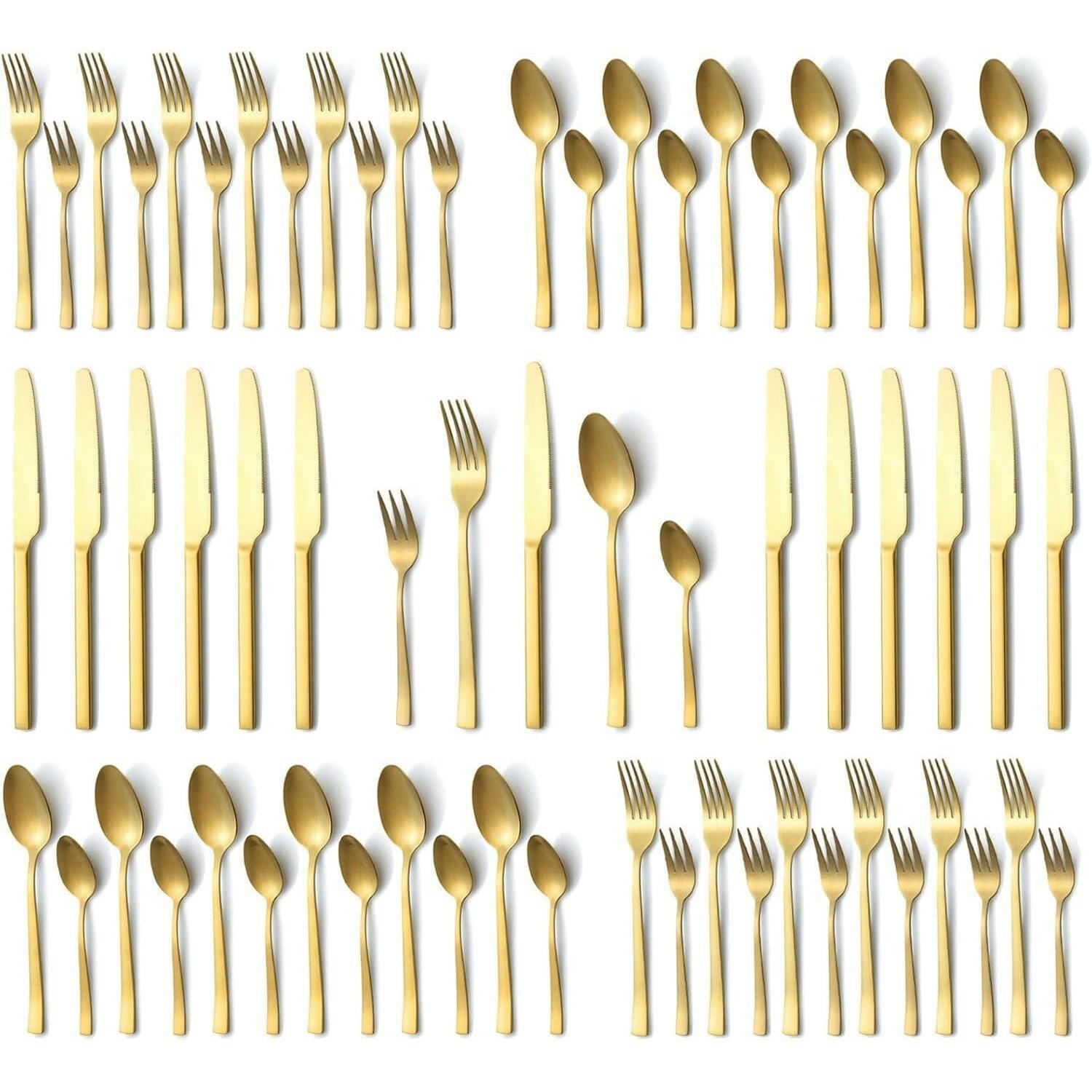 BESTECKSET 60-teilig Gold matt für 12 Personen - Goldfarben, Metall