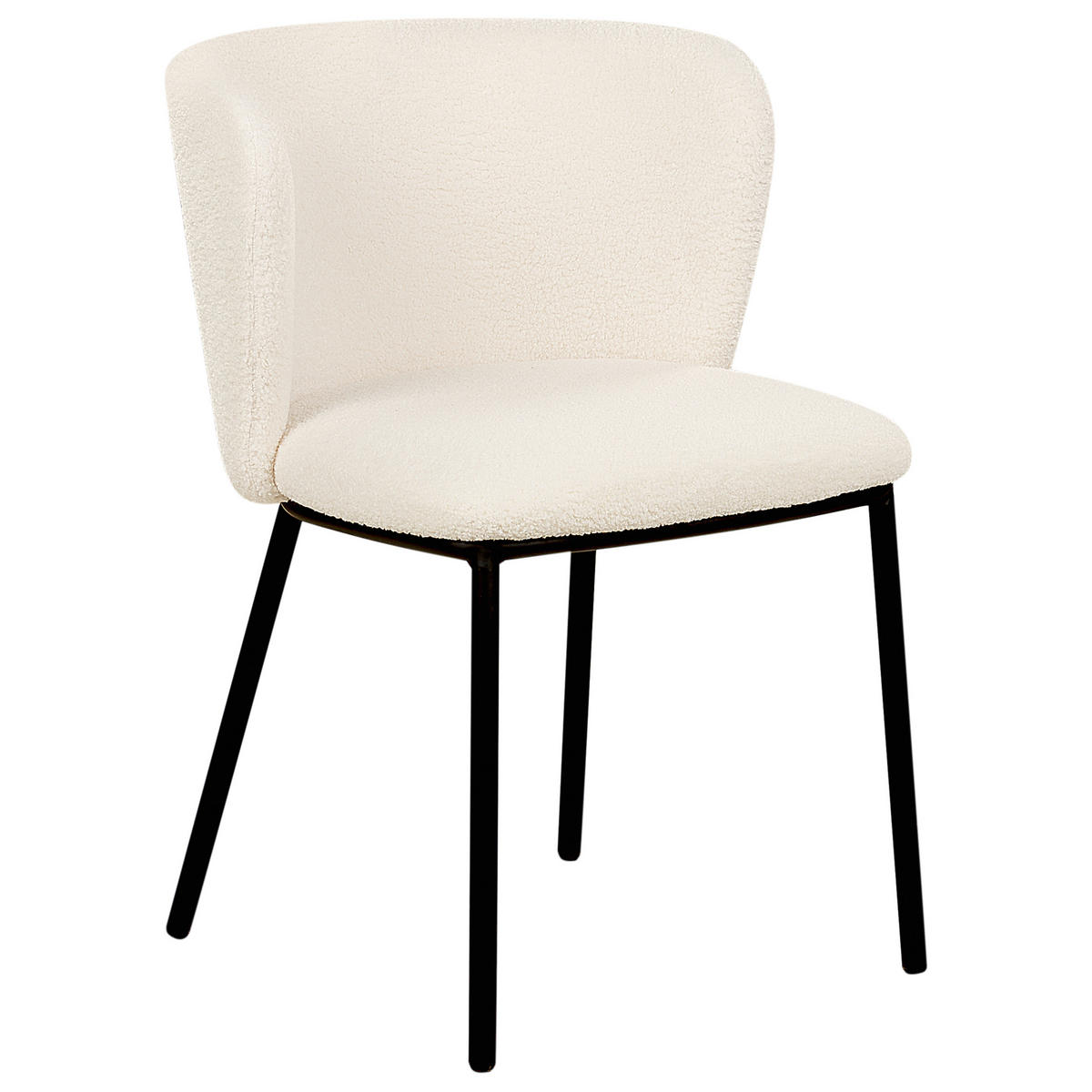 ESSZIMMERSTUHL 2er-Set Bouclé cremeweiß Mina - Schwarz/Weiß, Textil (45/75/52cm) - Beliani