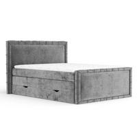 BOXBETT Estelle Grau 200/200 cm im Chenille-Stoff - Schwarz/Grau, Holz/Holzwerkstoff (200/200cm) - Maison de Reve
