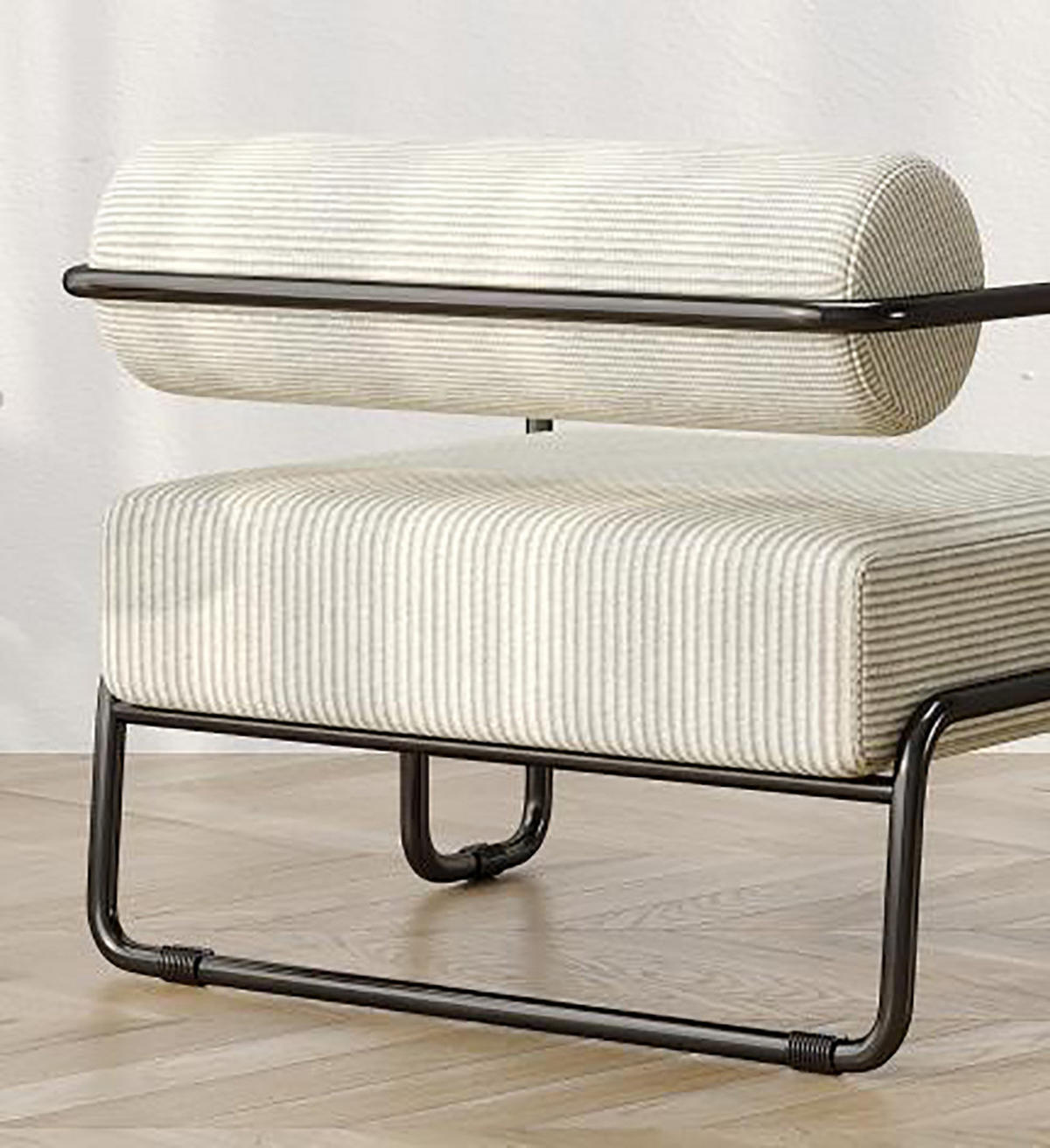 LOUNGE-SESSEL 68.5×73×70.5CM, Corduroy & schwarzem Metallgestell, Beige - Beige, Textil (73/70.5/68.5cm) - KOMHTOM