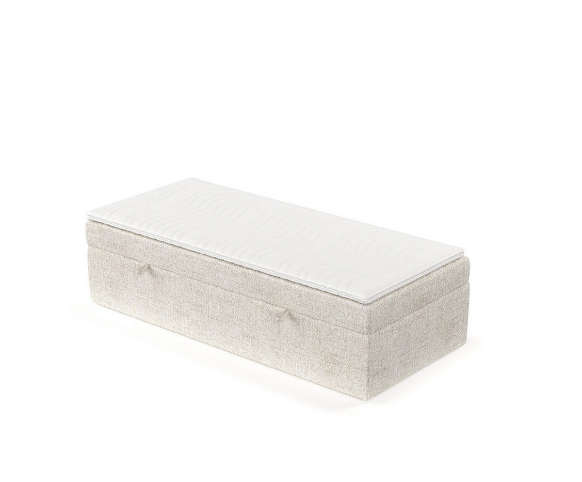 BOXBETT Lennon Creme 100/200 cm im Webstoff - Creme/Schwarz, Holz/Holzwerkstoff (100/200cm) - Maison de Reve