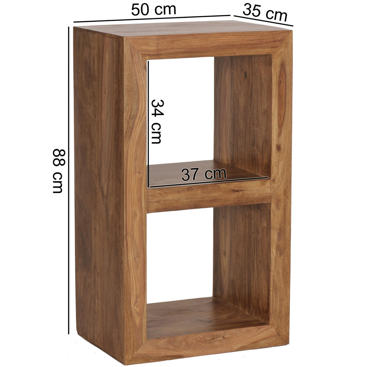 REGAL Massivholz Akazie Rustikal Handgefertigt, Braun 50x35x88 cm - Braun, Holz (50/88/35cm) - KADIMA DESIGN
