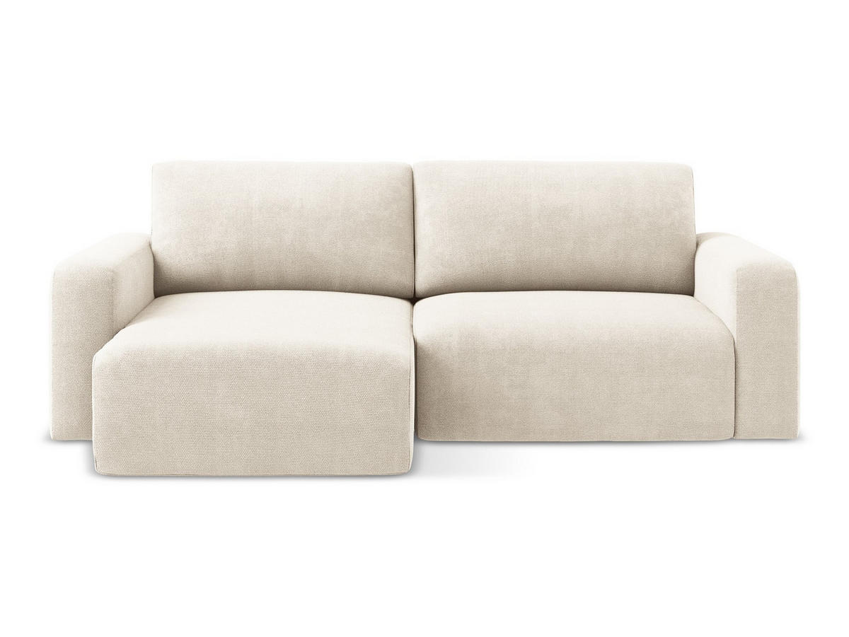 ECKSOFA mit Schlaffunktion links Chenille Stoff Beige - Beige/Creme, Kunststoff/Textil (149/244cm) - Makamii
