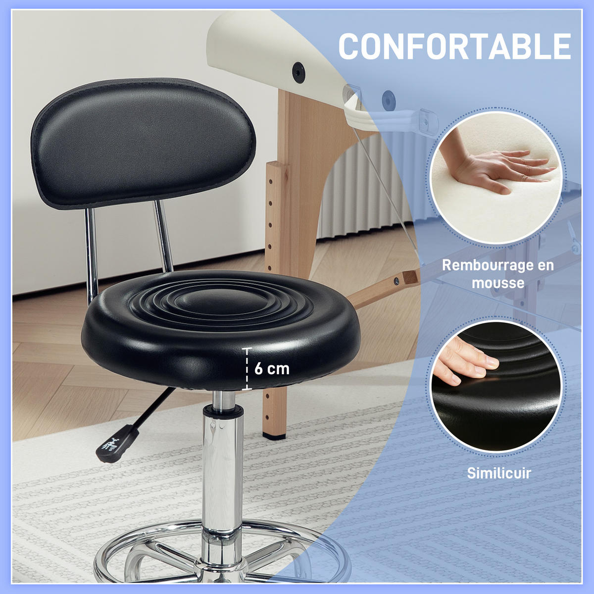 BÜROHOCKER DE-18019 höhenverstellbar 70-86 cm, Fußstütze Schwarz - Schwarz, Metall (32/86/40cm) - ComfortXL