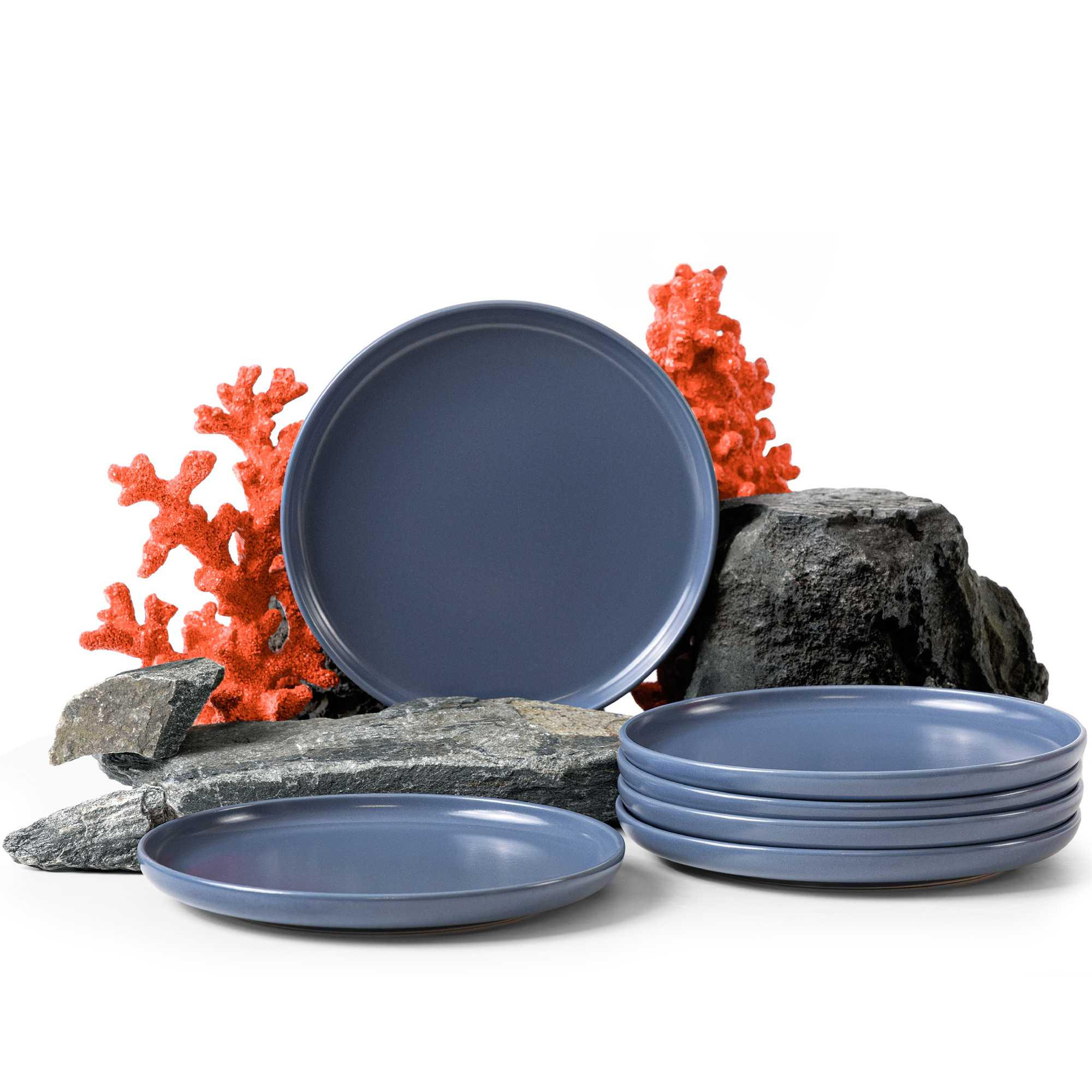 TELLER-SET VICTO 6-tlg Dessertteller, matt blau - Blau, Keramik (20/2/20cm) - KONSIMO®