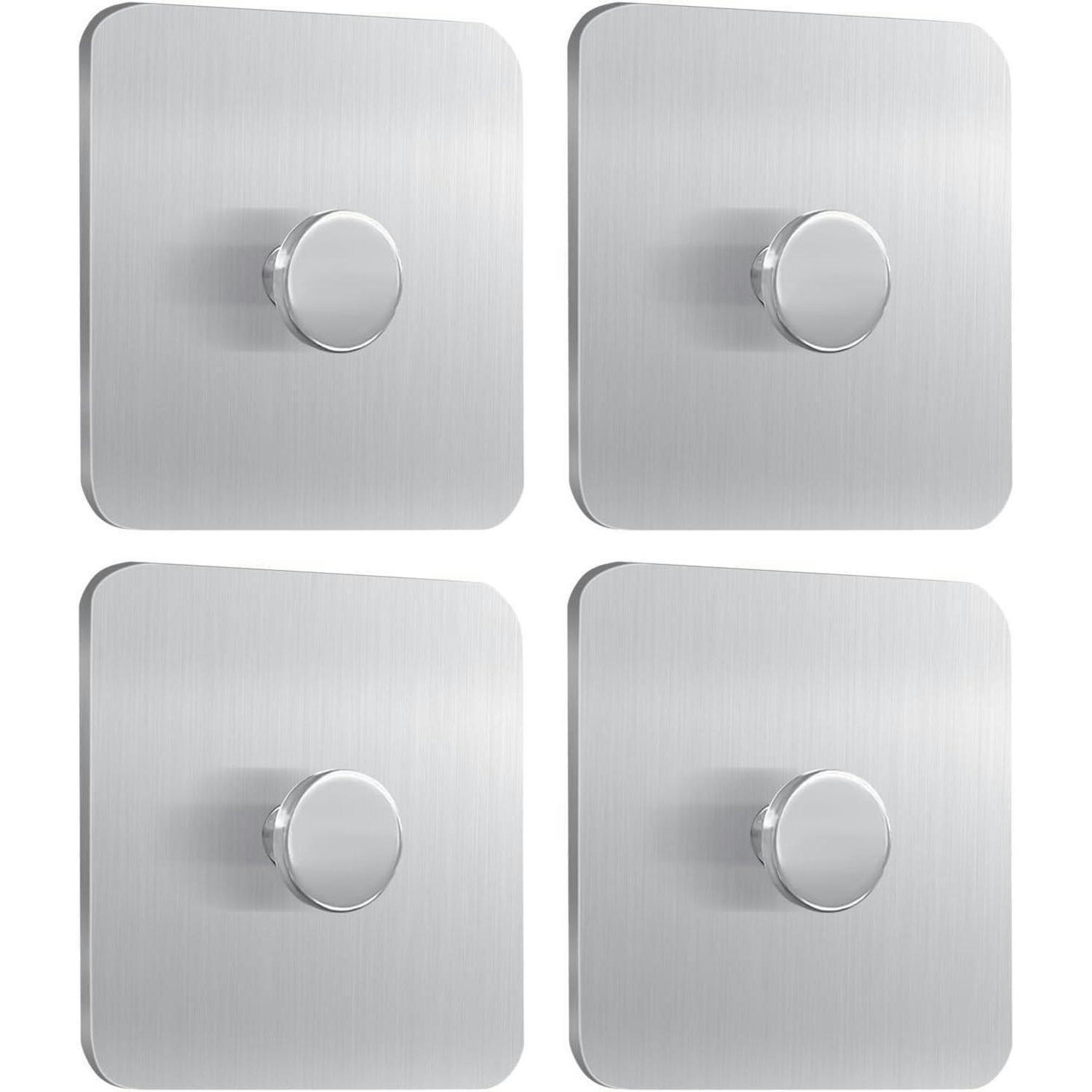 HANDTUCHHAKEN 4-teiliges Set Edelstahl Klebehaken ohne Bohren - Silberfarben, Metall (6/1/6cm)