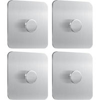 HANDTUCHHAKEN 4-teiliges Set Edelstahl Klebehaken ohne Bohren - Silberfarben, Metall (6/1/6cm)