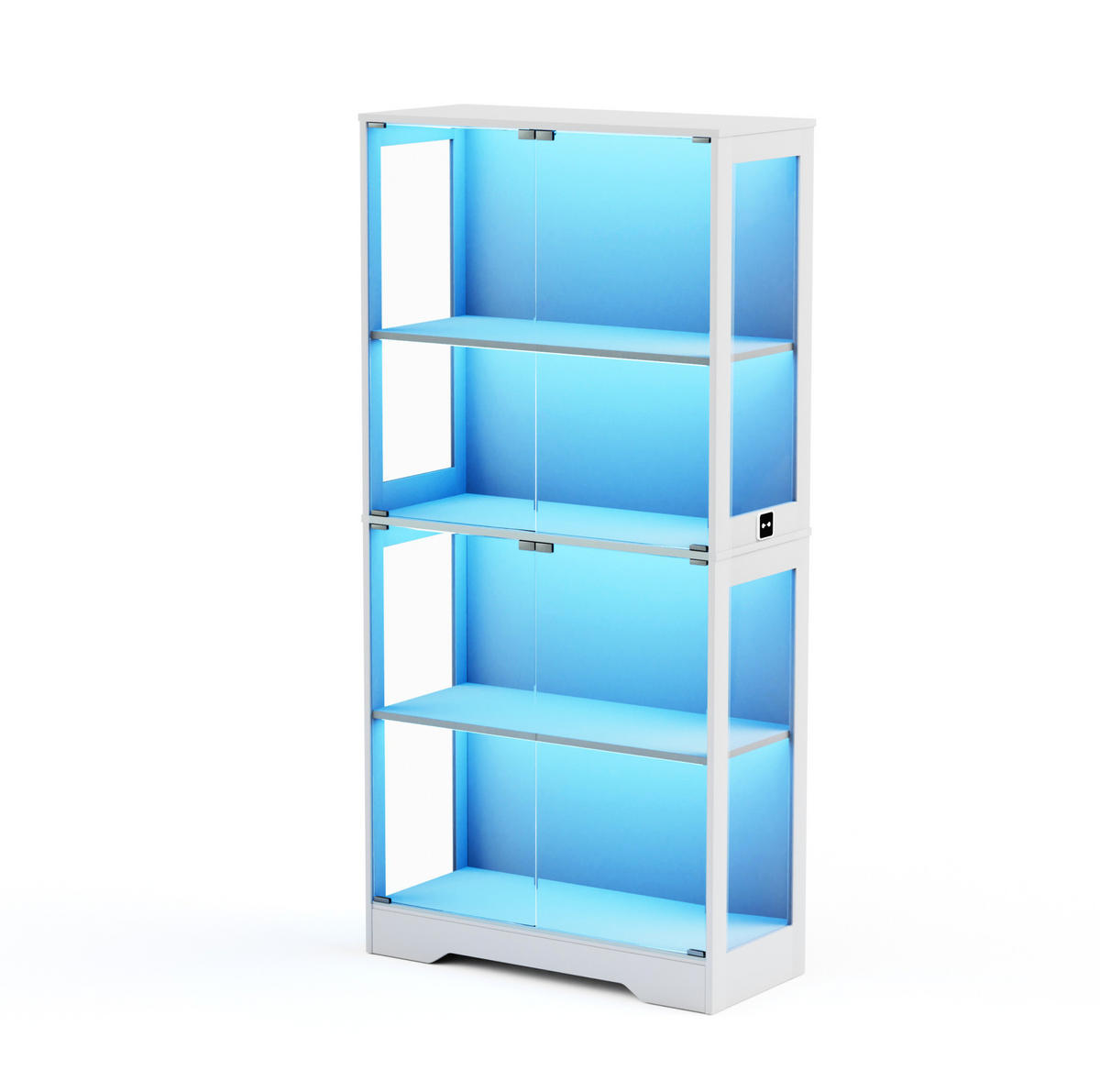 VITRINE 80/35/165 cm aus MDF und Glas mit LED-Beleuchtung und Bewegungssensor Weiß - Weiß, Holzwerkstoff (80/165/35cm) - Modenvie