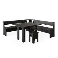 ECKBANKGRUPPE Roman Schwarz 210 x 41.5 cm mit Tisch - Schwarz, Holzwerkstoff (210/80/210cm) - Vicco
