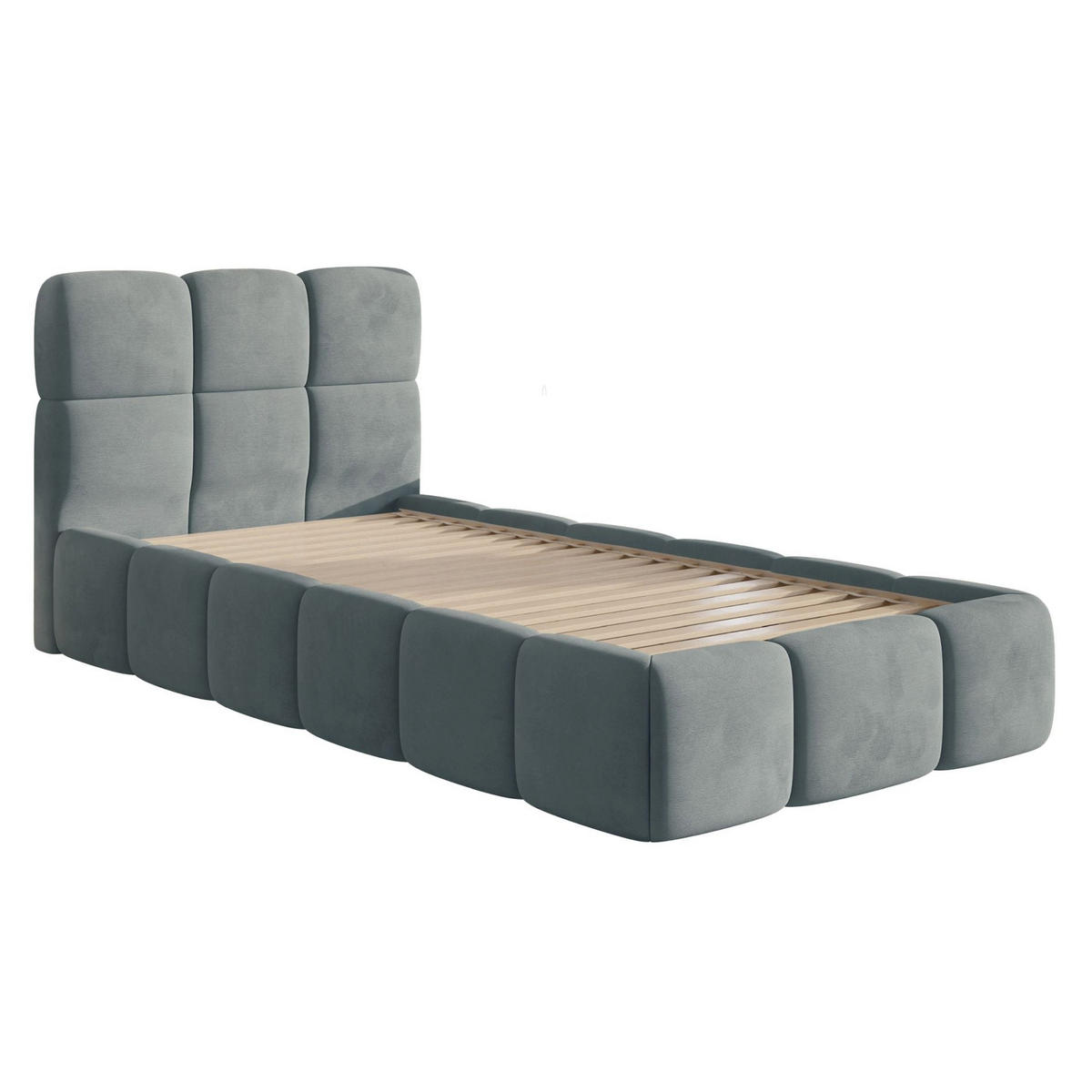POLSTERBETT Cloudy Grau Samt, 90x200 cm - Schwarz/Grau, Kunststoff/Textil (90/200cm) - Selsey