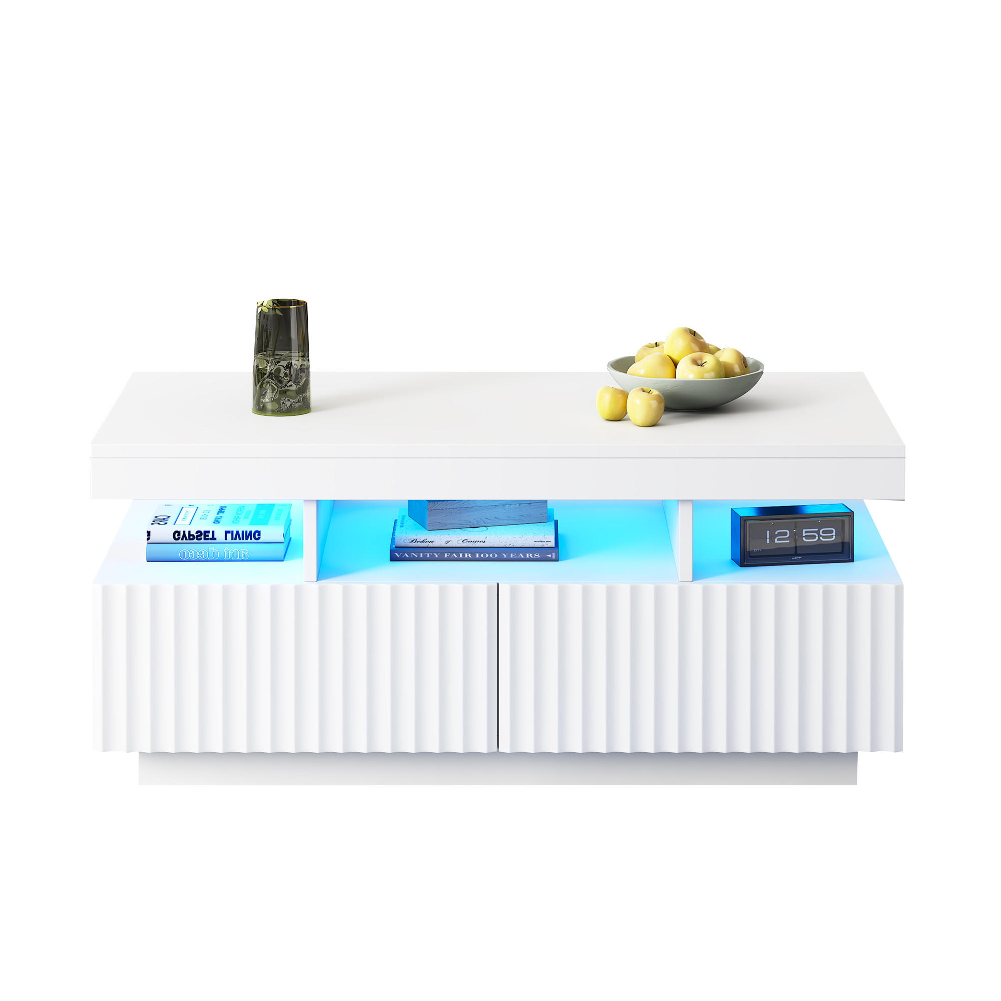 COUCHTISCH LED Weiß 100/50/45 cm - Weiß, Holzwerkstoff (100/50/45cm)