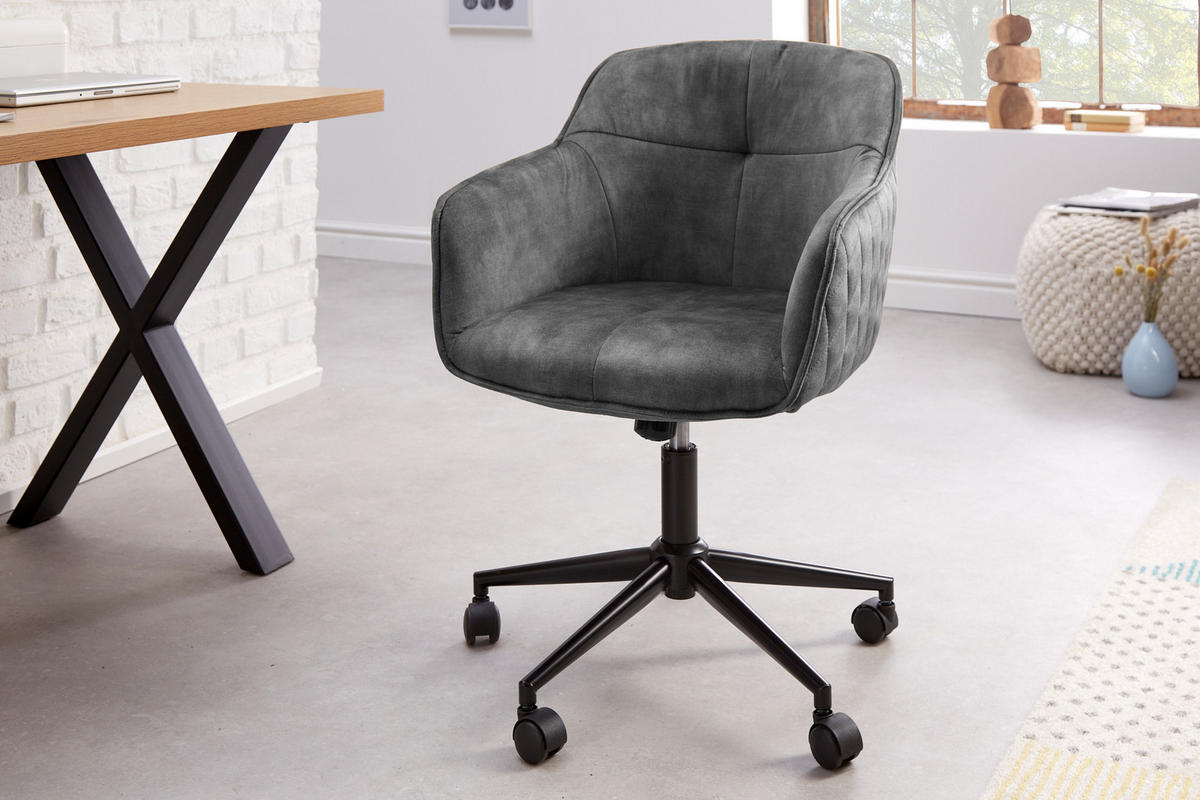 STUHL EUPHORIA Samt Dunkelgrau 90 cm - Dunkelgrau/Schwarz, Textil/Metall (58/81/60cm) - riess-ambiente