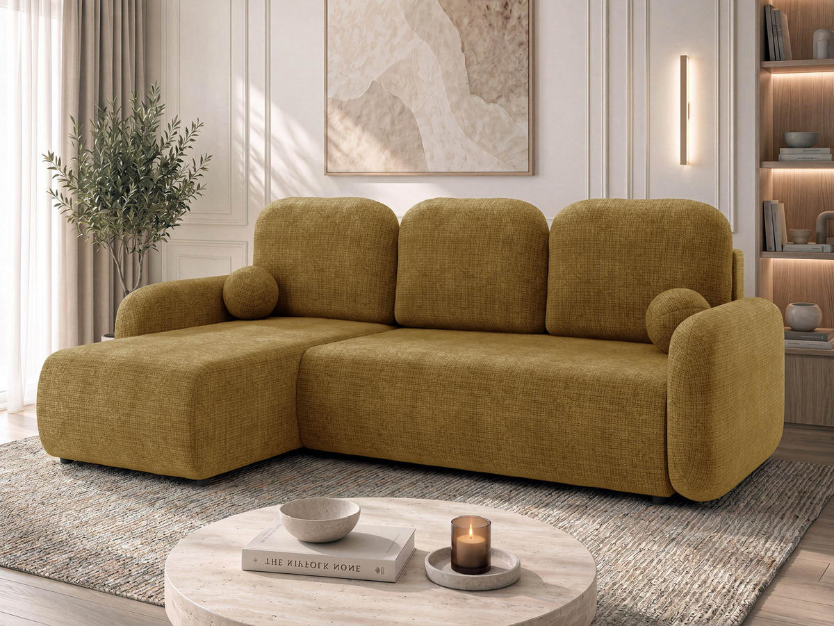 ECKSCHLAFSOFA Gizefa - Schwarz/Braun, Holz/Kunststoff (233/147cm) - MIRJAN24