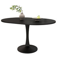 ESSTISCH ausziehbar oval MDF Black 2-in-1 - Schwarz, Holzwerkstoff (140/100/75cm) - Meubliv