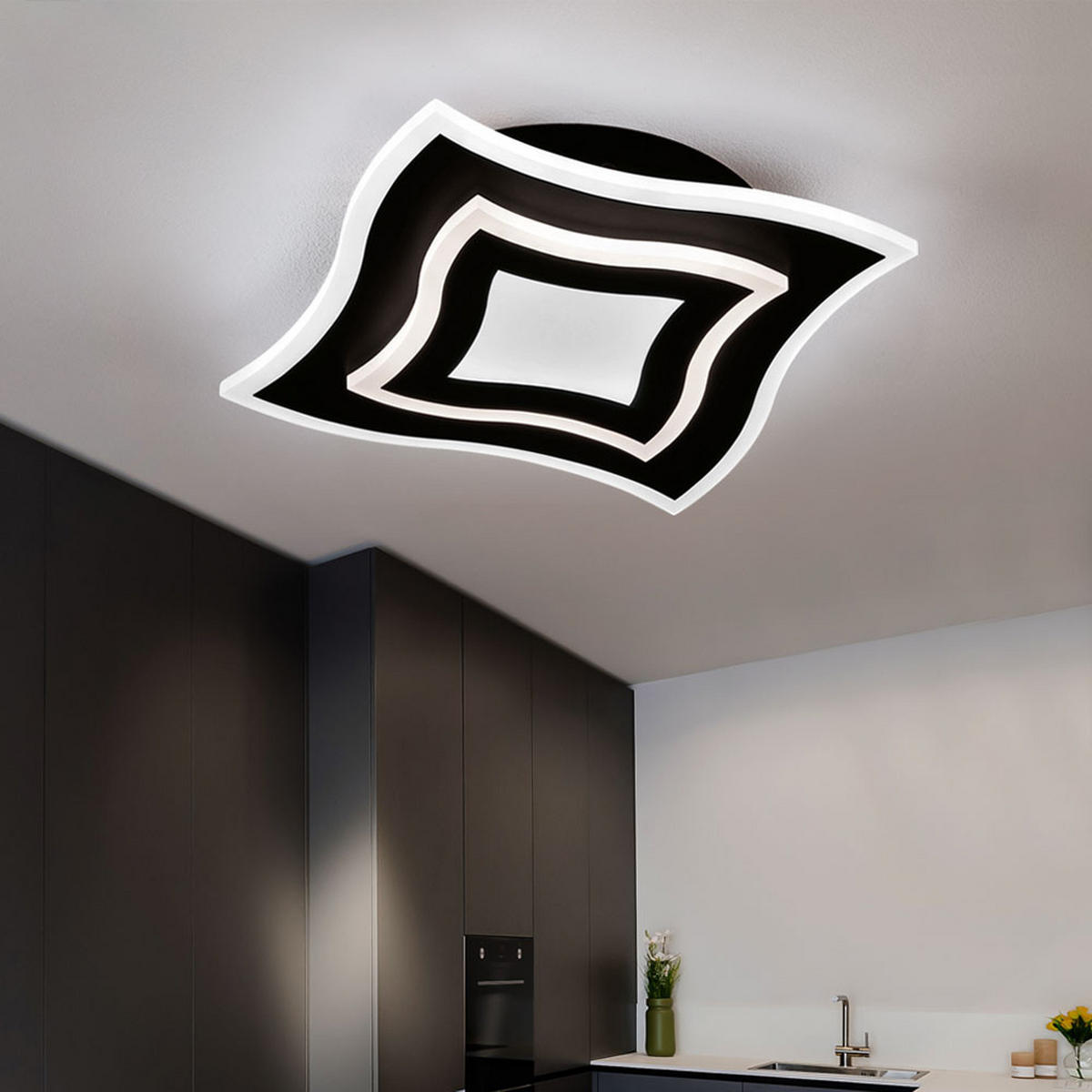 LED DECKENLEUCHTE Metall Schwarz - Schwarz, Metall (32.5/32.5/6cm)