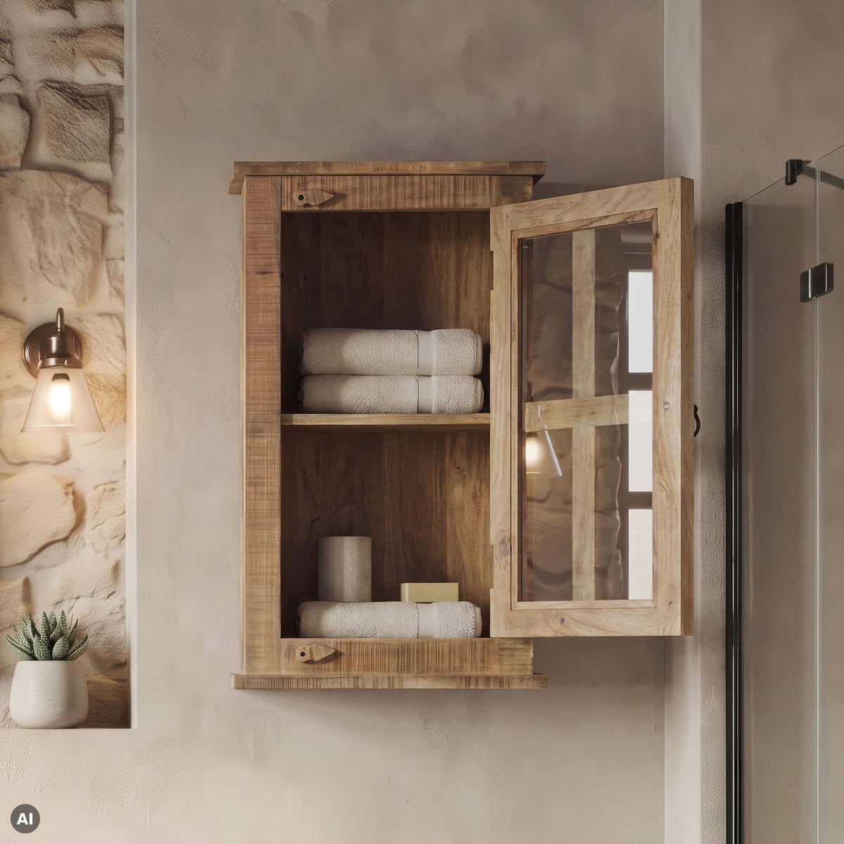 HÄNGESCHRANK Akazie 44x21x72 natur versiegelt NATURE OF SPIRIT #302 - Naturfarben, Holz (44/72/21cm) - Massivmoebel24