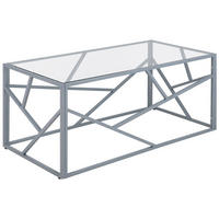 COUCHTISCH Glas Silber rechteckig 50/100 cm Orland - Silberfarben, Glas (100/50/45cm) - Beliani