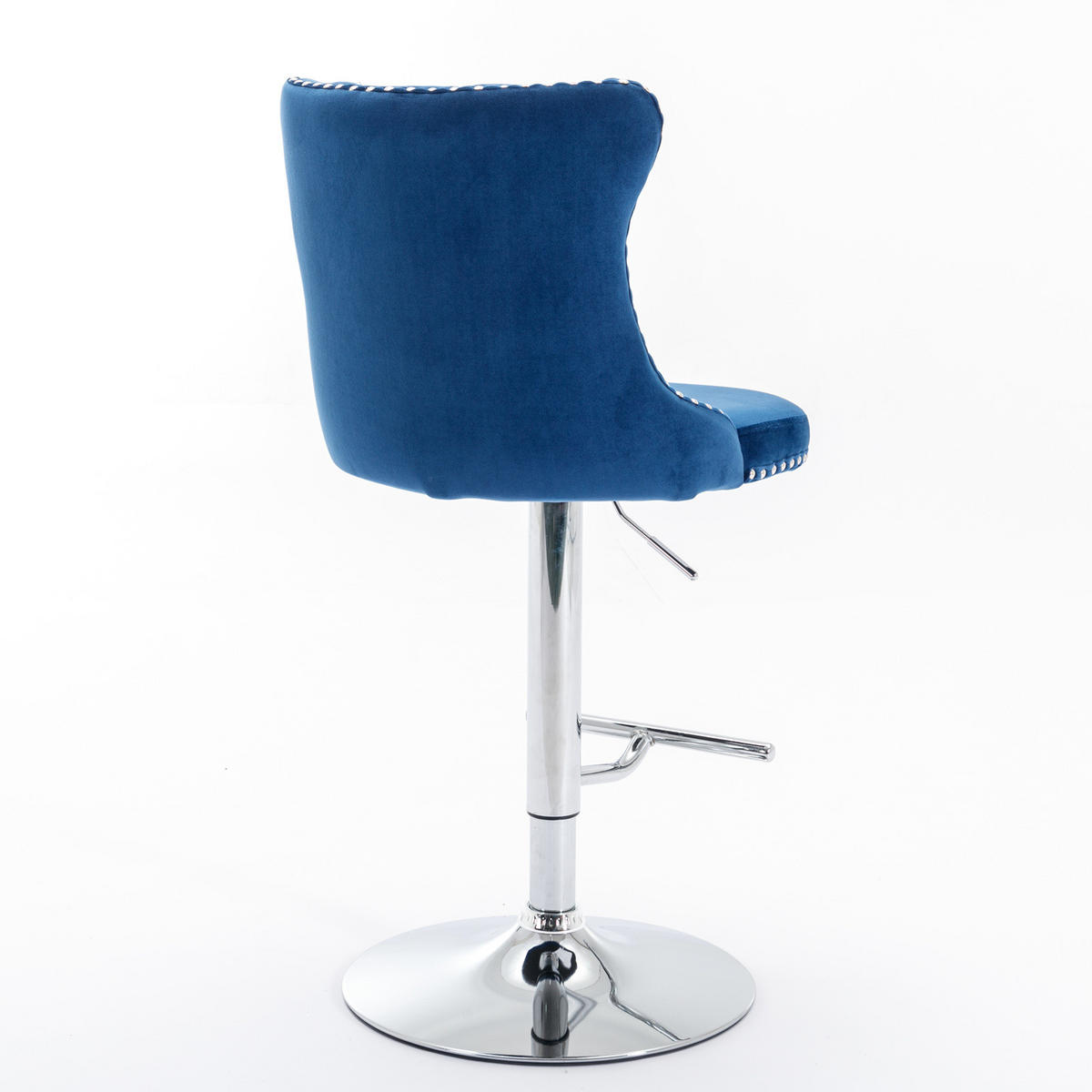 BARHOCKER 2er-Set höhenverstellbar mit Samtbezug, Blau - Blau, Textil (46/115/46cm)
