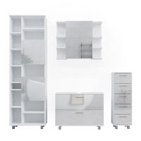 BADMÖBEL-SET Ilias Weiß Hochglanz 4 Teile, mit Hochschrank - Weiß Hochglanz, Holzwerkstoff (80.2/60.8/33cm) - Vicco