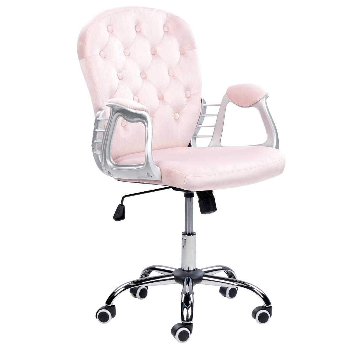 BÜROSTUHL Samtstoff Rosa Princess - Pink, Textil/Metall (60/98/60cm) - Beliani