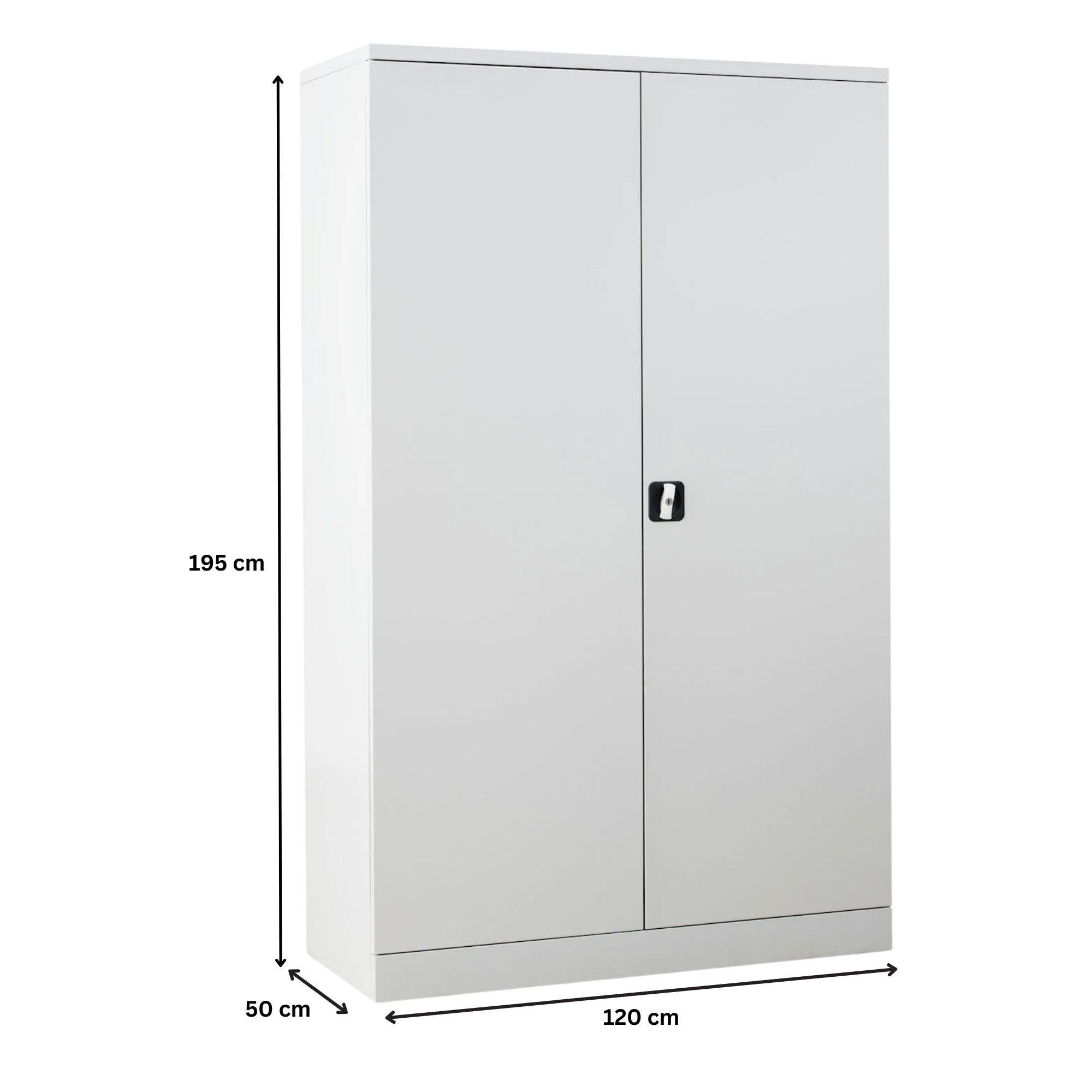 STAHLSCHRANK Bee mit 10 lackierten Fachböden 195x120x50 cm Korpusfarbe Lichtgrau Frontfarbe Lichtgrau - Hellgrau, Metall (120/195/50cm)