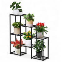 BLUMENREGAL indoor Metall Schwarz 6 Ebenen - Schwarz, Metall (96/101/23cm) - DanDiBo