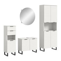 BADKOMBINATION 4tlg. Riff Bad in weiß Nachbildung - modernes Design - B/H/T: 105x193x34 cm - Weiß, Holzwerkstoff (105/193/34cm)