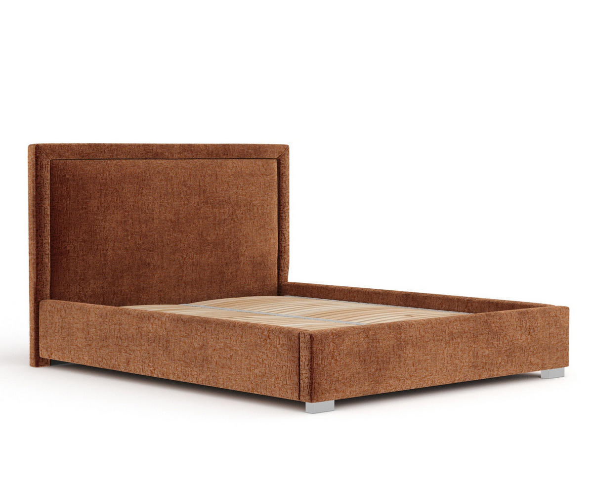 POLSTERBETT Ordina Dunkelorange 160/200 cm im Chenille-Stoff - Silberfarben/Dunkelorange, Holz/Holzwerkstoff (160/200cm) - Maison de Reve
