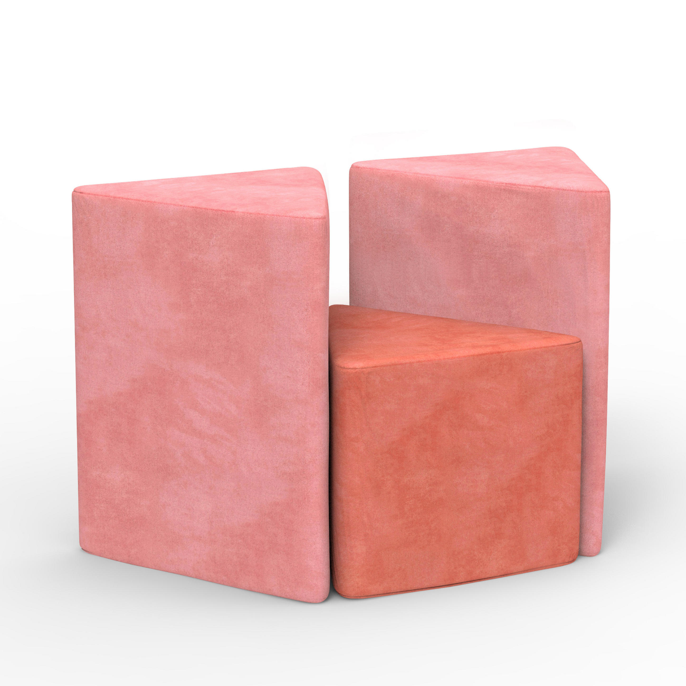 HOCKER Cord Dreieck Rosa 3er-set - Pink, Textil (53/40/53cm) - Vercart