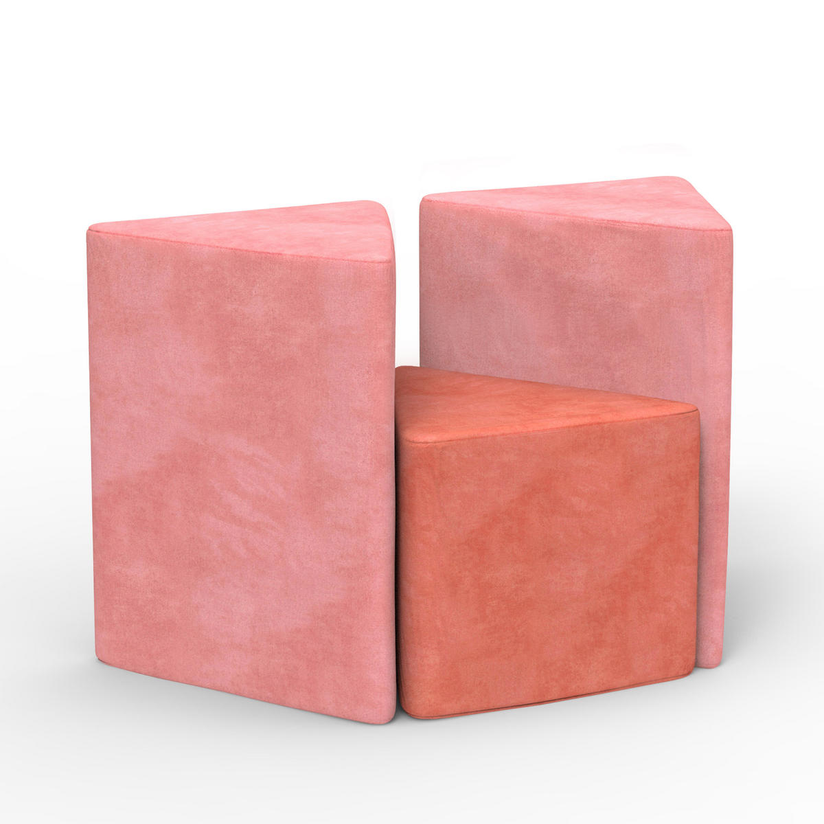 HOCKER Cord Dreieck Rosa 3er-set - Pink, Textil (53/40/53cm) - Vercart