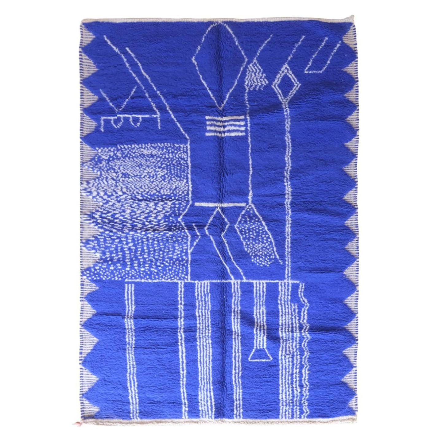 BERBERTEPPICH grafisch und modern aus Wolle 200x 300 cm - Blau, Naturmaterialien (200/300cm) - AFK Living