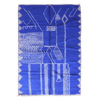 BERBERTEPPICH grafisch und modern aus Wolle 200x 300 cm - Blau, Naturmaterialien (200/300cm) - AFK Living