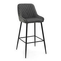 BARHOCKER VASTO gepolstert mit Steppung - grau - Samt Velours - Schwarz/Grau, Metall (50/95/55cm) - NEW HOME