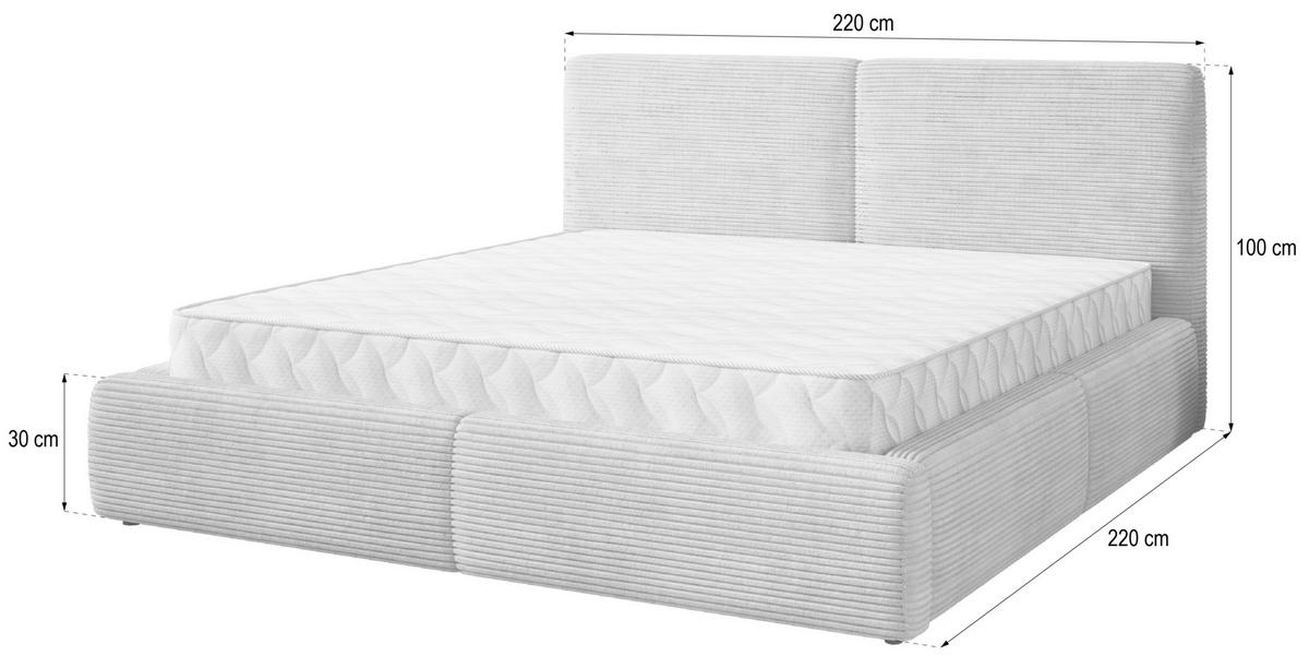 POLSTERBETT FELURO P 200x200 cm mit Bettkästen - Blau - Blau, Holz/Textil - MASSENO