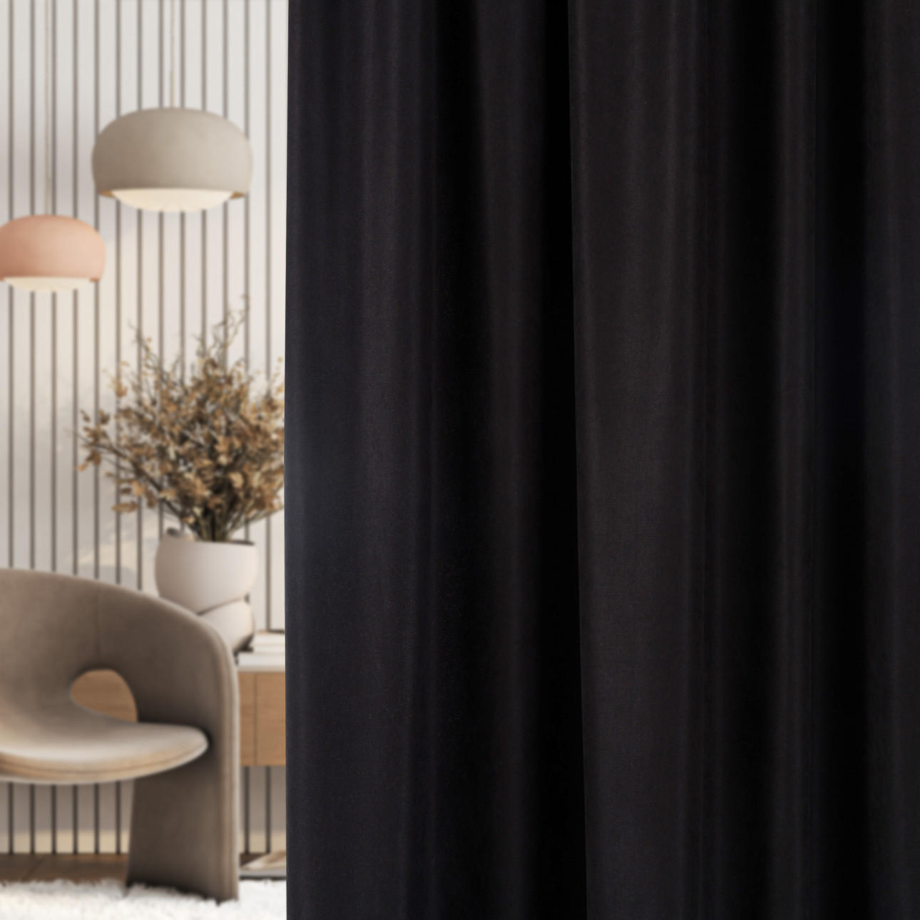 FERTIGVORHANG mit Schlaufenband schwarz 140 x 280 cm - Schwarz, Textil (140/280/1cm) - Dekoria