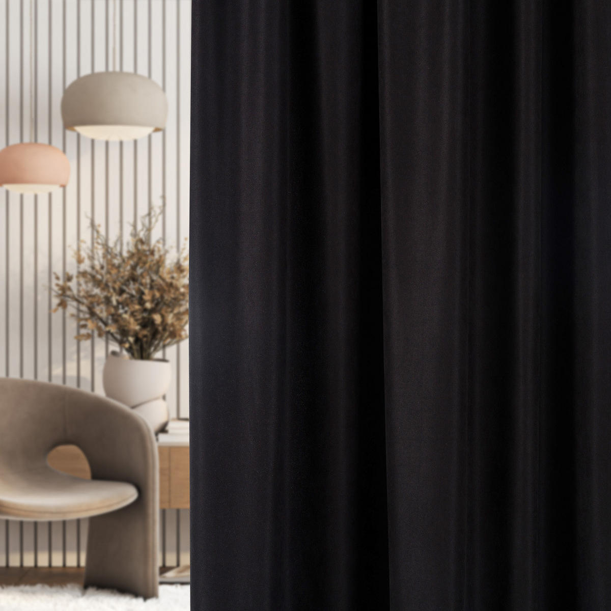 FERTIGVORHANG mit Schlaufenband schwarz 140 x 280 cm - Schwarz, Textil (140/280/1cm) - Dekoria