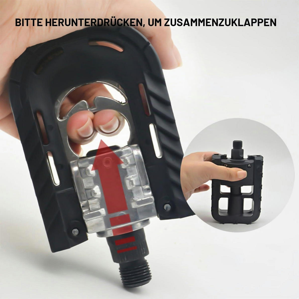 FAHRRADPEDALE Klapppedale Alu mit Reflektoren & Anti-Rost - Schwarz, Metall (6.7/2.6/12.5cm)